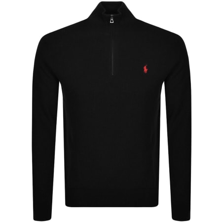 Product Image for Ralph Lauren Half Zip Waffle Knit Jumper Black