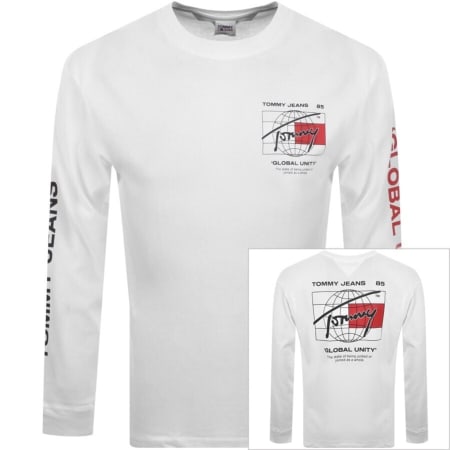 Product Image for Tommy Jeans Long Sleeve Globe T Shirt White