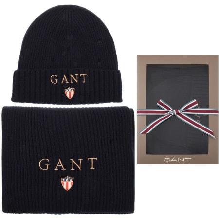 Product Image for Gant Wool Beanie Hat And Scarf Gift Set Navy