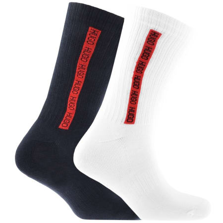 Product Image for HUGO Double Pack Logo Socks White