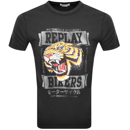 Product Image for Replay Logo Crew Neck T Shirt Black