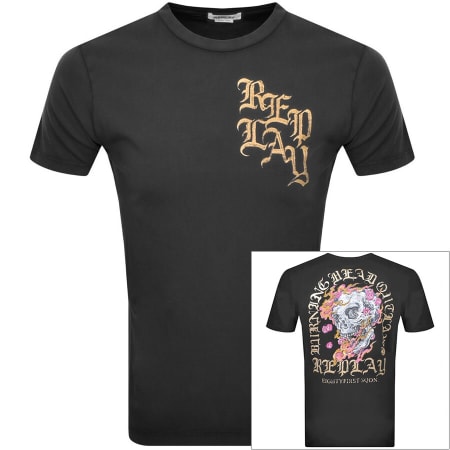 Product Image for Replay Logo Crew Neck T Shirt Black