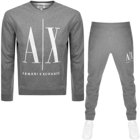 Product Image for Armani Exchange Crew Neck Logo Tracksuit Grey