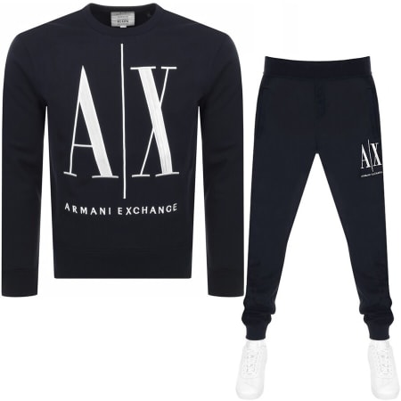 Product Image for Armani Exchange Crew Neck Logo Tracksuit Navy