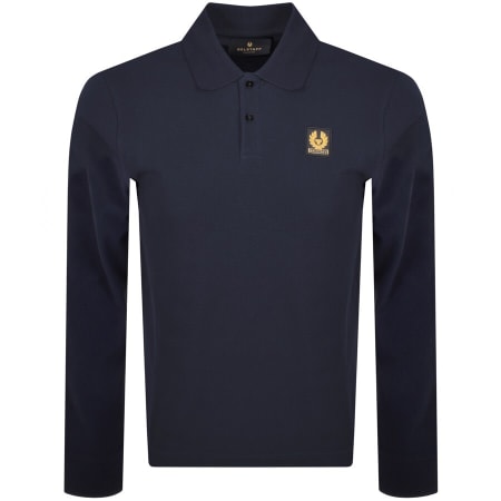 Product Image for Belstaff Logo Long Sleeve Polo T Shirt Navy