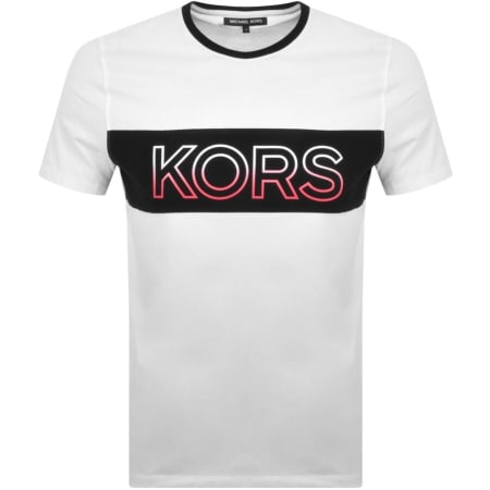 Product Image for Michael Kors Short Sleeve Stripe Logo T Shirt Whit