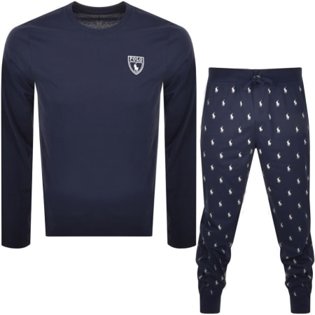 Product Image for Ralph Lauren Long Sleeve Logo Lounge Set Navy