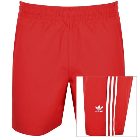 Product Image for adidas Originals 3 Stripes Swim Shorts Red