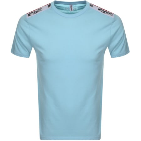 Product Image for Moschino Taped Logo Short Sleeved T Shirt Blue