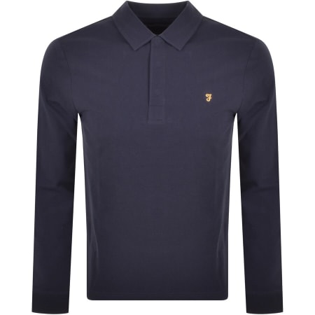 Product Image for Farah Vintage Haslam Long Sleeve Polo T Shirt Navy