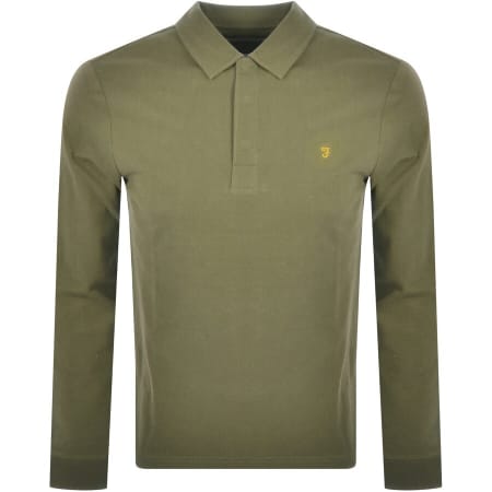 Product Image for Farah Vintage Haslam Long Sleeve Polo T Shirt Gree