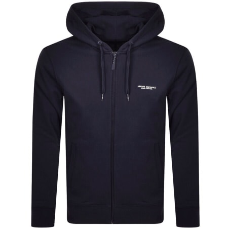 Product Image for Armani Exchange Logo Full Zip Hoodie Navy