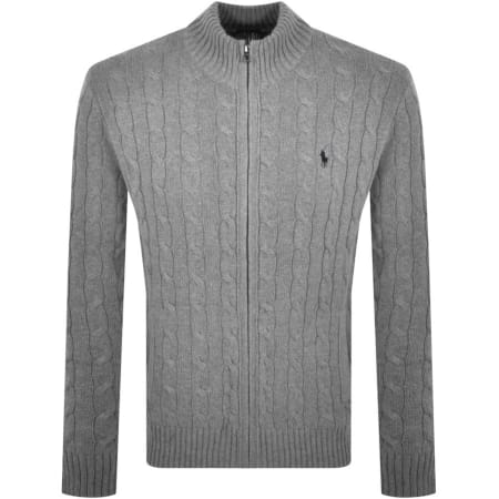 Product Image for Ralph Lauren Full Zip Knit Jumper Grey