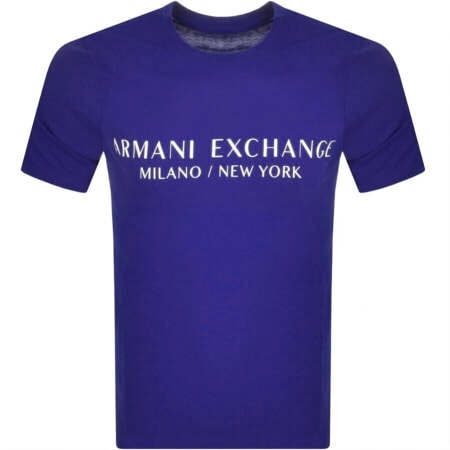 Product Image for Armani Exchange Slim Crew Neck Logo T Shirt Blue