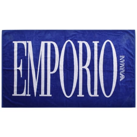 Product Image for Emporio Armani Large Logo Beach Towel Blue