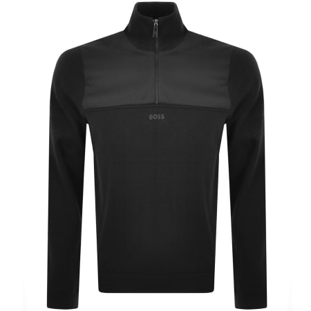 Product Image for BOSS Zowler Half Zip Knitted Jumper Black