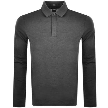 Product Image for BOSS Pleins Long Sleeved Polo T Shirt Grey