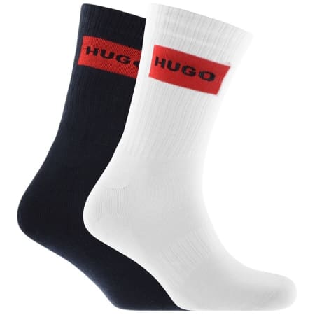 Product Image for HUGO 2 Pack Logo Socks White