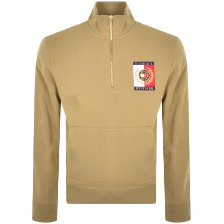 Product Image for Tommy Hilfiger Half Zip Icon Sweatshirt Khaki