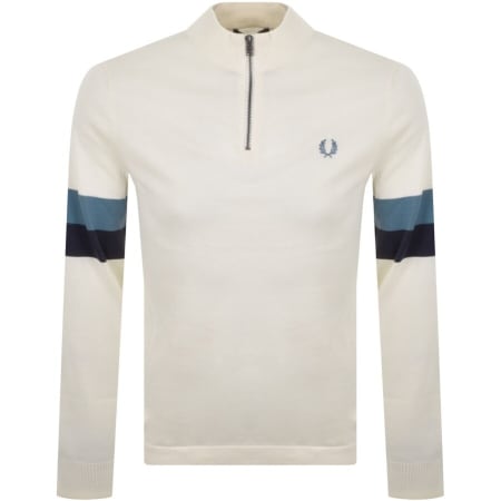 Product Image for Fred Perry Half Zip Textured Knit Jumper Cream