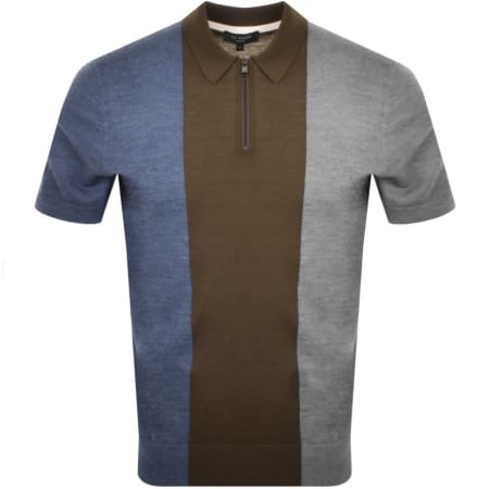 Product Image for Ted Baker Striped Knit Zip Polo T Shirt Grey