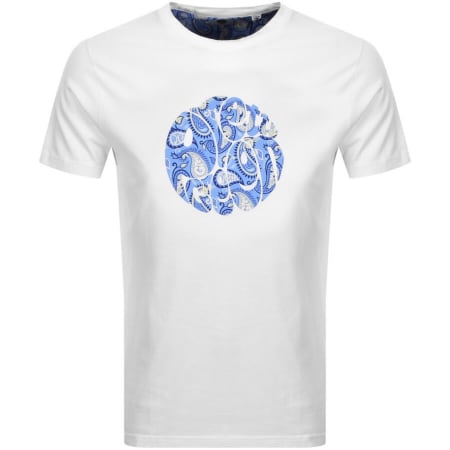 Product Image for Pretty Green Blake Paisley Logo T Shirt White