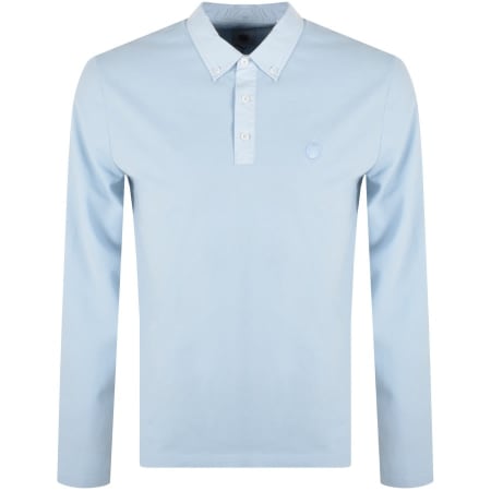 Product Image for Pretty Green Poplin Long Sleeve Polo T Shirt Blue