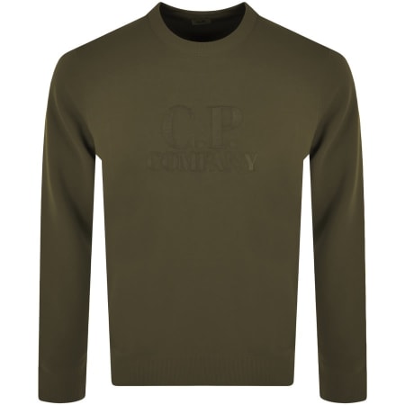 Product Image for CP Company Logo Crew Neck Sweatshirt Khaki