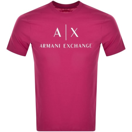 Product Image for Armani Exchange Slim Crew Neck Logo T Shirt Pink