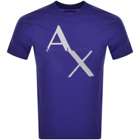 Product Image for Armani Exchange Crew Neck Logo T Shirt Blue