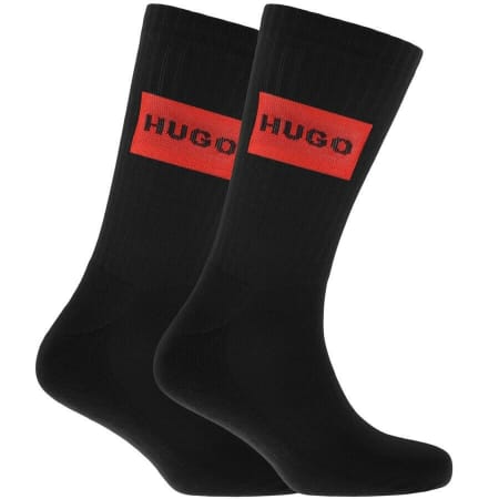 Product Image for HUGO 2 Pack Logo Socks Black