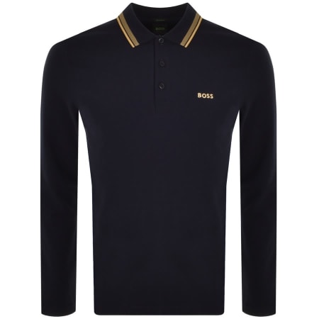 Product Image for BOSS Plisy Long Sleeve Polo T Shirt Navy