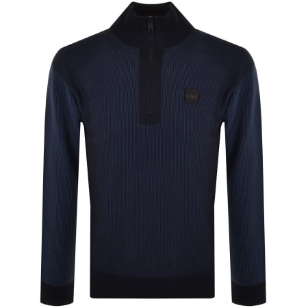 Product Image for BOSS Artrudo Half Zip Knit Jumper Navy