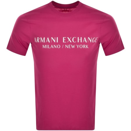 Product Image for Armani Exchange Slim Crew Neck Logo T Shirt Pink