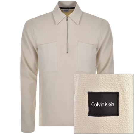 Product Image for Calvin Klein Half Zip Structured Sweatshirt Beige