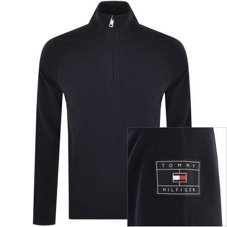 Product Image for Tommy Hilfiger Logo Half Zip Sweatshirt Navy