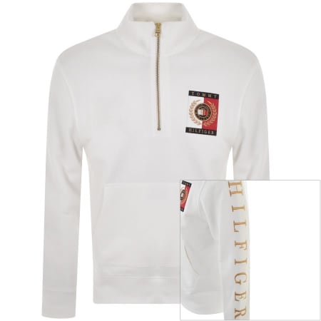 Product Image for Tommy Hilfiger Half Zip Icon Sweatshirt White