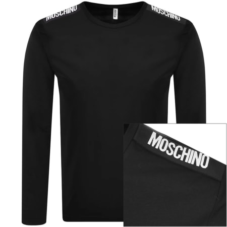 Product Image for Moschino Taped Logo Long Sleeved T Shirt Black