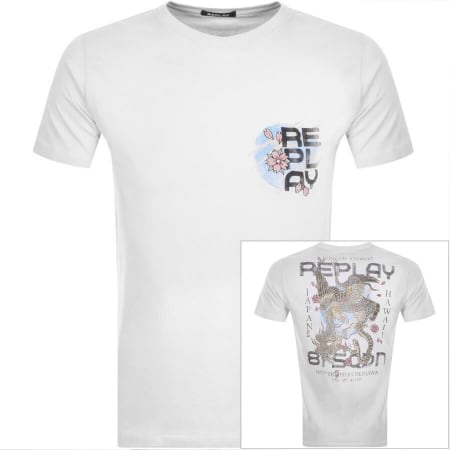 Product Image for Replay Logo Crew Neck T Shirt White