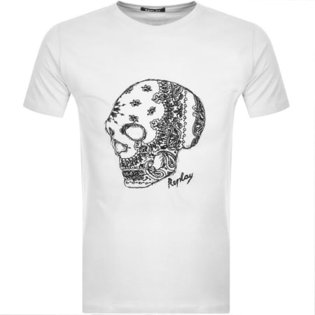 Product Image for Replay Logo Crew Neck T Shirt White