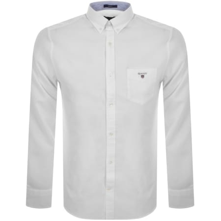 Product Image for Gant Textured Shield Long Sleeve Shirt White