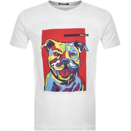 Product Image for Replay Logo Crew Neck Dog T Shirt White