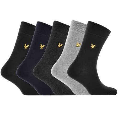 Product Image for Lyle And Scott Five Pack Logo Socks Black