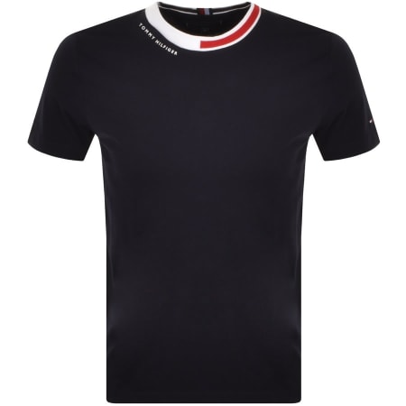 Product Image for Tommy Hilfiger Jaquard Collar Logo T Shirt Navy