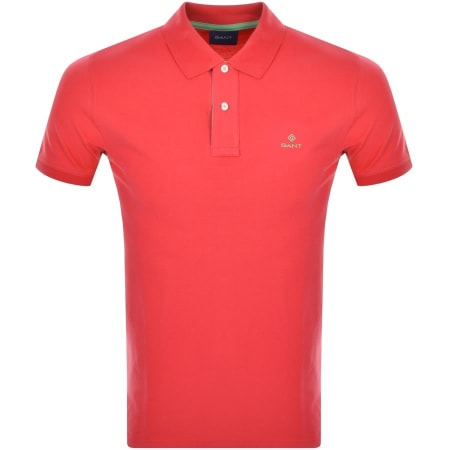 Product Image for Gant Contrast Collar Rugger Polo T Shirt Pink