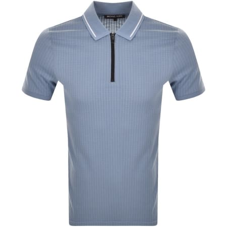 Product Image for Michael Kors Waffle Half Zip Polo T Shirt Blue