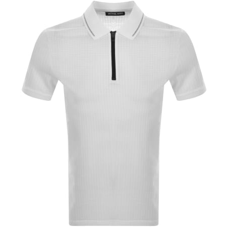 Product Image for Michael Kors Waffle Half Zip Polo T Shirt White