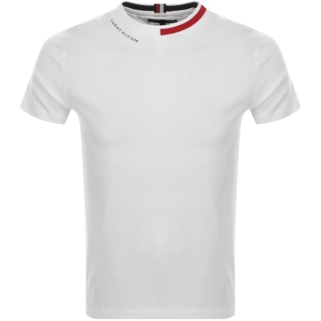 Product Image for Tommy Hilfiger Jaquard Collar Logo T Shirt White