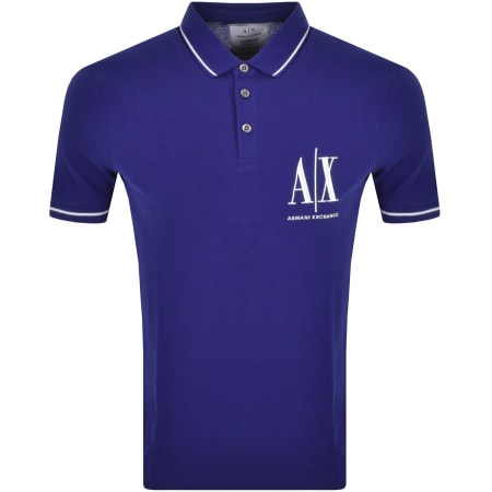 Product Image for Armani Exchange Tipped Logo Polo T Shirt Blue