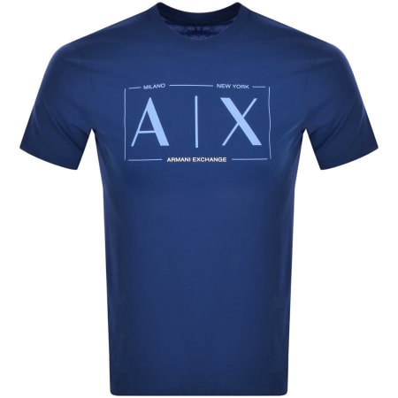 Product Image for Armani Exchange Crew Neck Logo T Shirt Blue